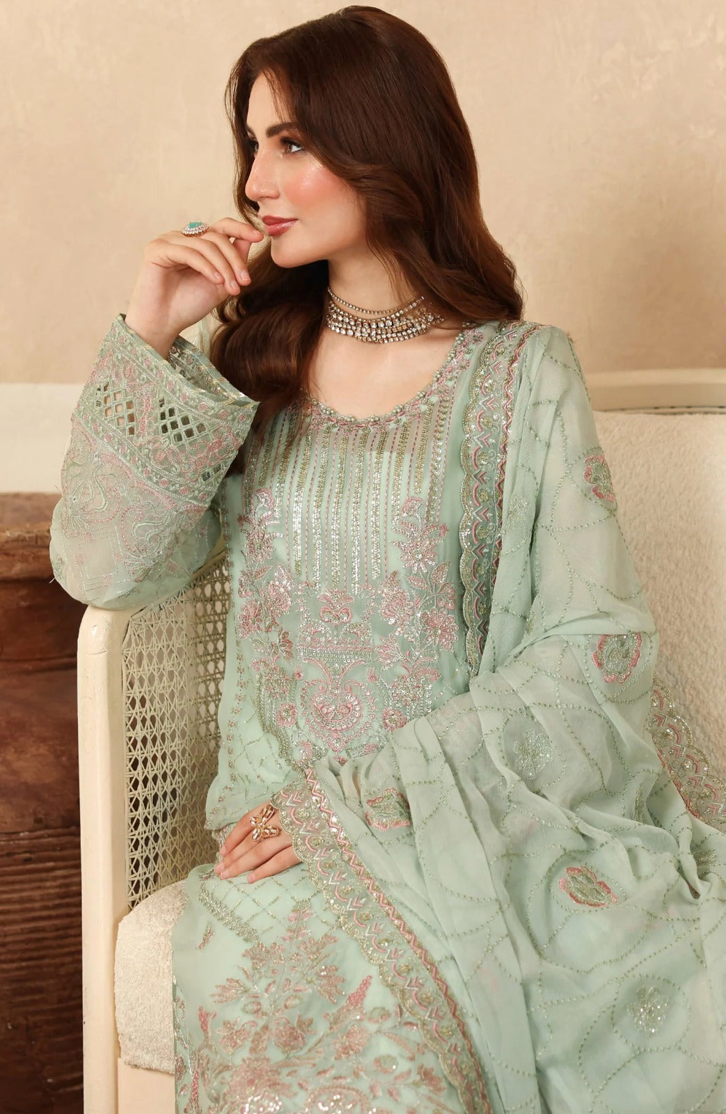 Ramsha Sonehri Unstitched Embroidered Chiffon Collection - 2025 Vol-02 BB-205