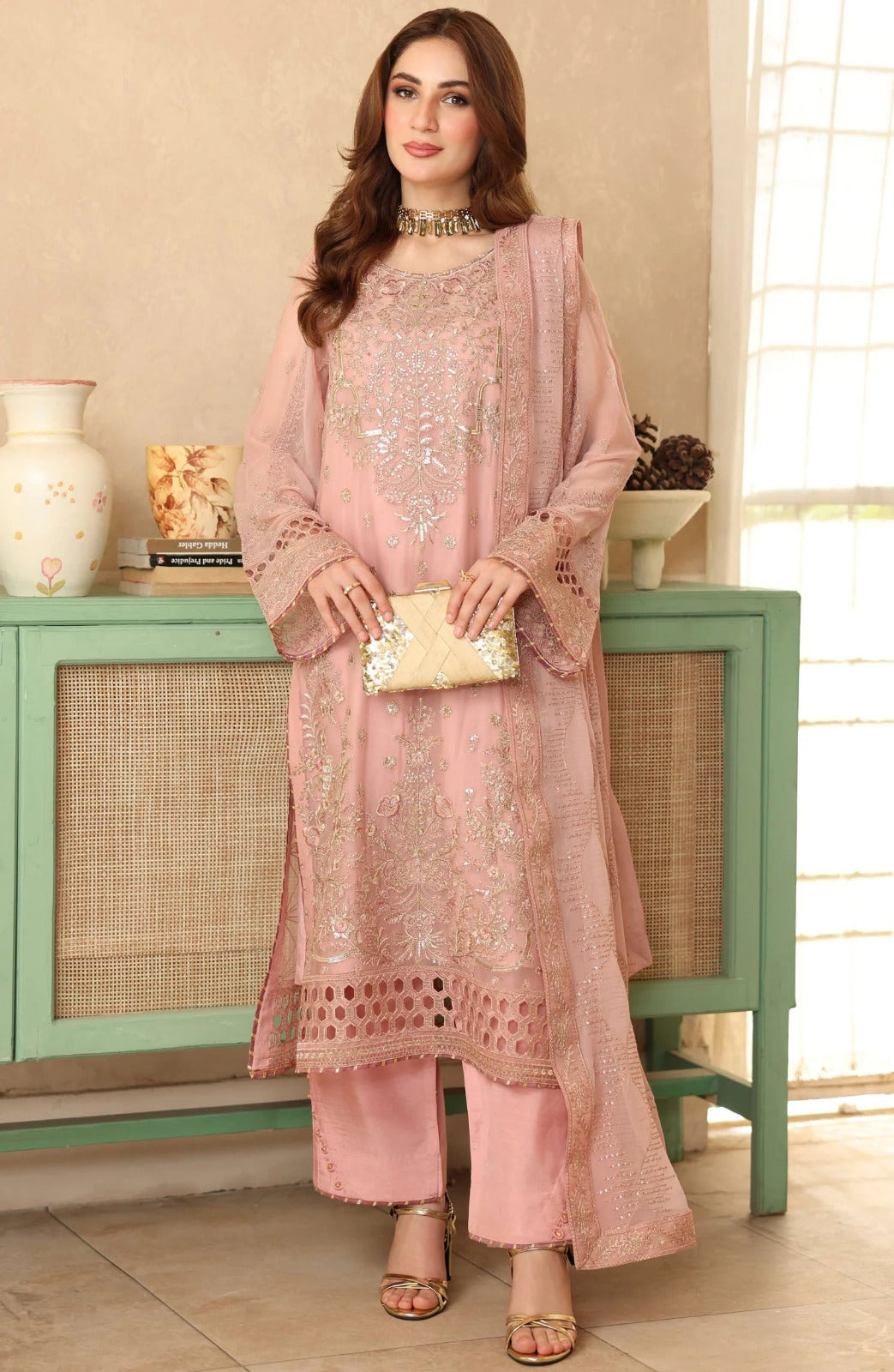 Ramsha Sonehri Unstitched Embroidered Chiffon Collection - 2025 Vol-02 BB-201