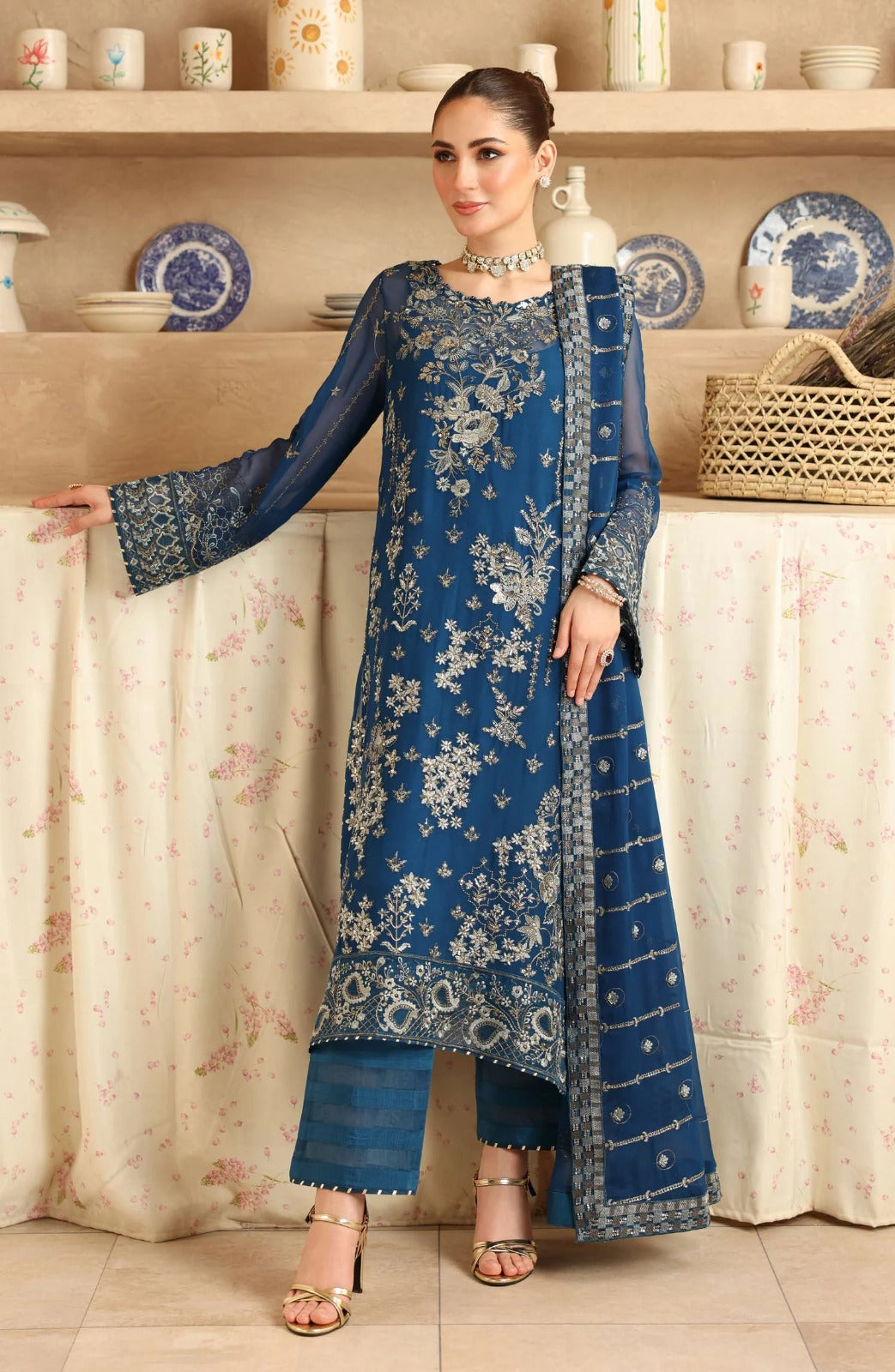 Ramsha Sonehri Unstitched Embroidered Chiffon Collection - 2025 Vol-02 BB-202