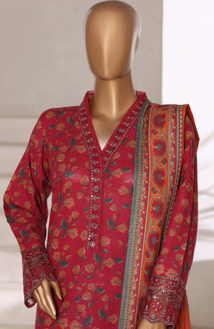 Sadabahar Malika Stitched Embroidered Khaddar Collection - 2025 (RED)
