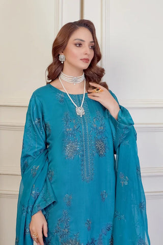 Marjjan Unstitched Silk Viscose Embroidered Collection MV-277 (Sea Green)