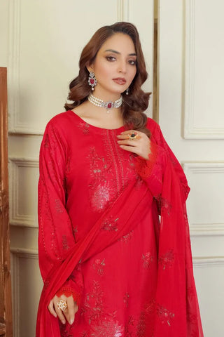 Marjjan Unstitched Silk Viscose Embroidered Collection MV-277 (Red)