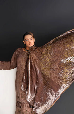 Palachi Unstitched Luxurious Embroirdered Winter Collection - 2025 (Brown)