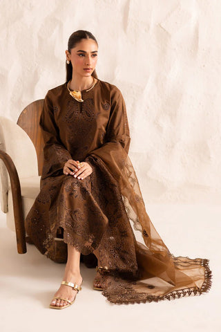 Marjjan Guzel Unstitched Embroidered Lawn Collection - 2025 SMC-206 (Brown)