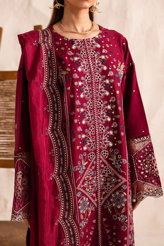 Marjjan Guzel Unstitched Embroidered Lawn Collection - 2025 SMC-204 (Maroon)