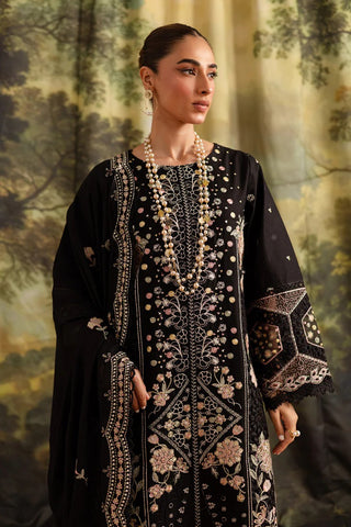 Marjjan Guzel Unstitched Embroidered Lawn Collection - 2025 SMC-204 (Black)
