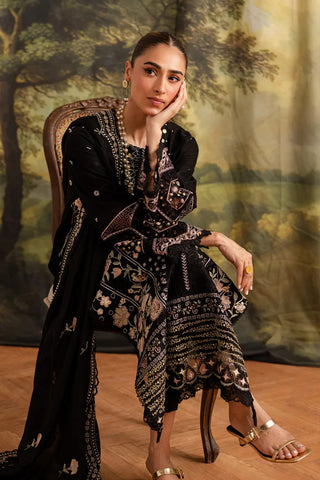 Marjjan Guzel Unstitched Embroidered Lawn Collection - 2025 SMC-204 (Black)