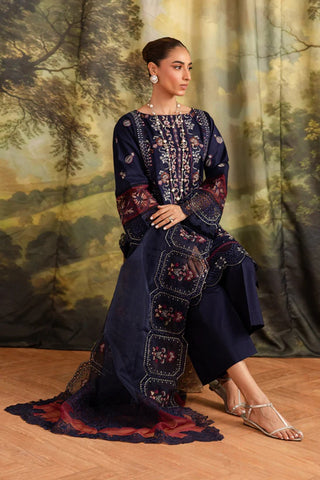 Marjjan Guzel Unstitched Embroidered Lawn Collection - 2025 SMC-205 (Blue)