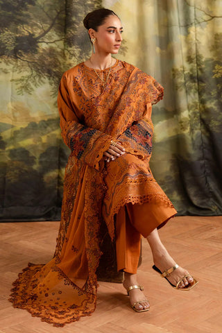 Marjjan Guzel Unstitched Embroidered Lawn Collection - 2025 SMC-208 (Rust)