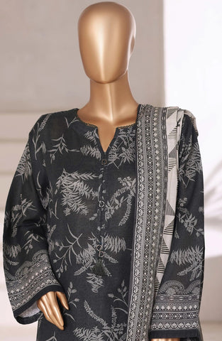Sadabahar Printed Stitched Khaddar 3PC Collection - 2025 (BLACK D-03)