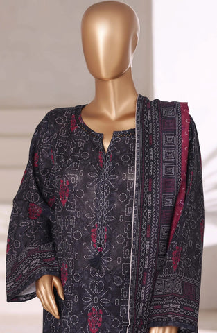 Sadabahar Printed Stitched Khaddar 3PC Collection - 2025 (BLACK D-04)