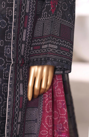 Sadabahar Printed Stitched Khaddar 3PC Collection - 2025 (BLACK D-04)