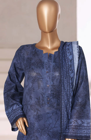 Sadabahar Printed Stitched Khaddar 3PC Collection - 2025 (BLUE D-05)