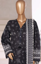 Sadabahar Printed Stitched Khaddar 3PC Collection - 2025 (BLACK D-07)