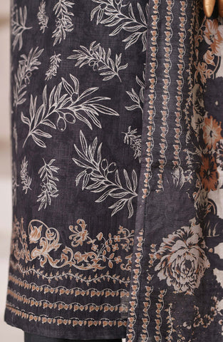 Sadabahar Printed Stitched Khaddar 3PC Collection - 2025 (BLACK D-09)