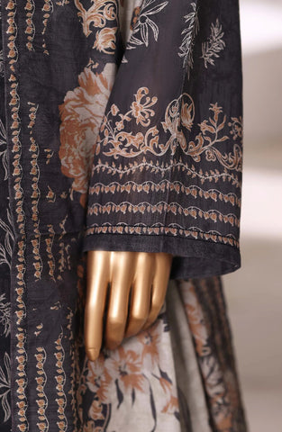 Sadabahar Printed Stitched Khaddar 3PC Collection - 2025 (BLACK D-09)