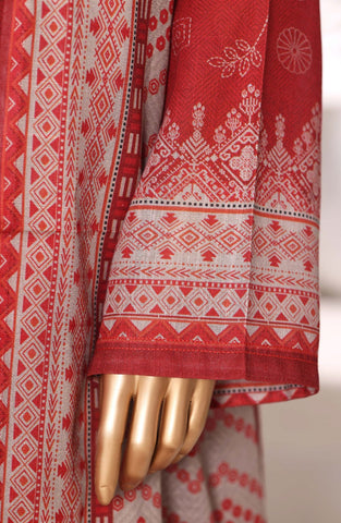 Sadabahar Printed Stitched Khaddar 3PC Collection - 2025 (RED D-11)