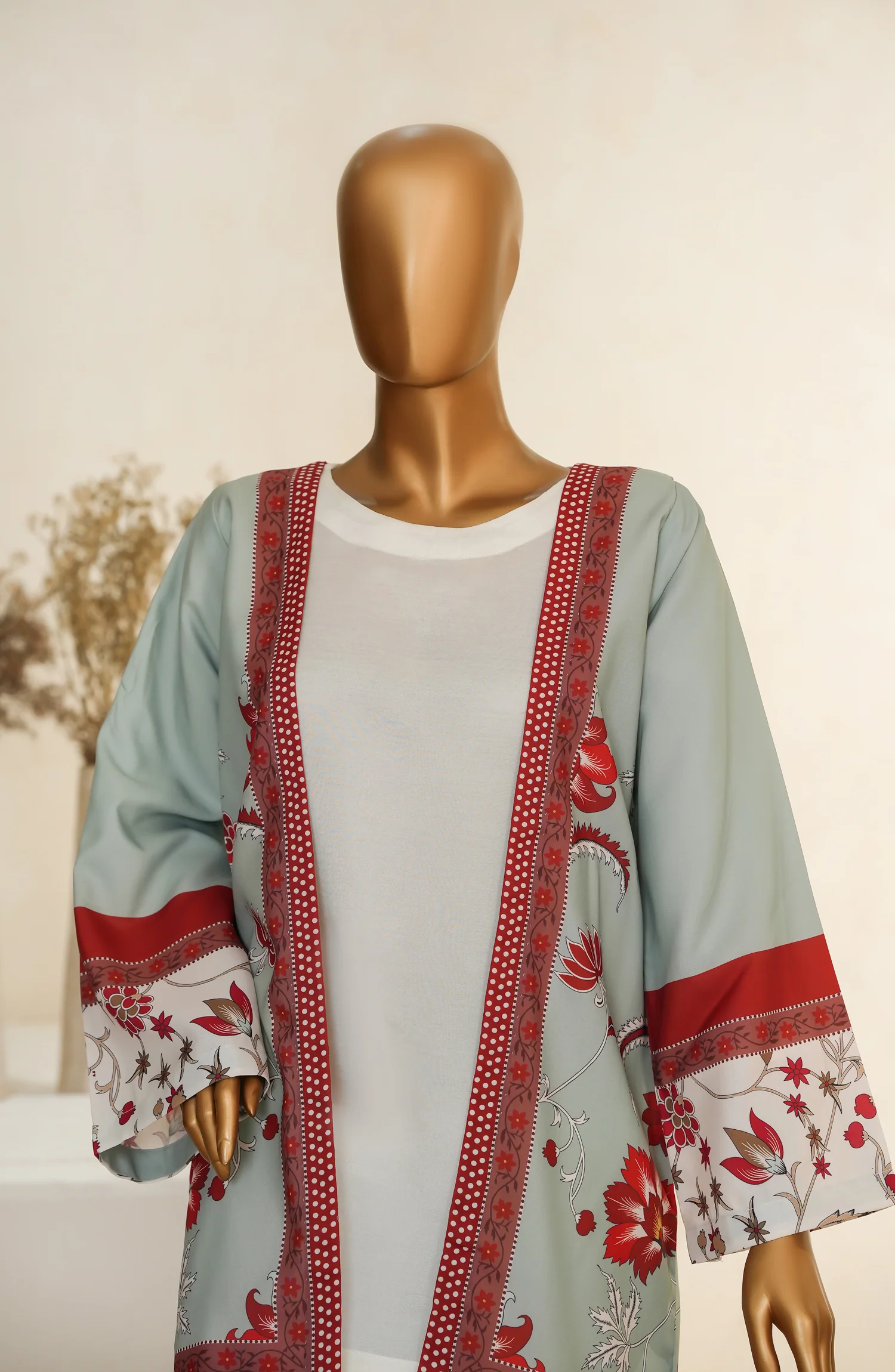 Zehaina by Amna Khadija | RTW Digital Printed Poly Swiss Coat Collection - 2025 (LIGHT BLUE)