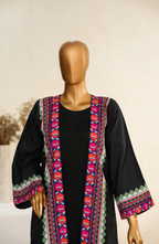 Zehaina by Amna Khadija | RTW Digital Printed Poly Swiss Coat Collection - 2025 (BLACK)