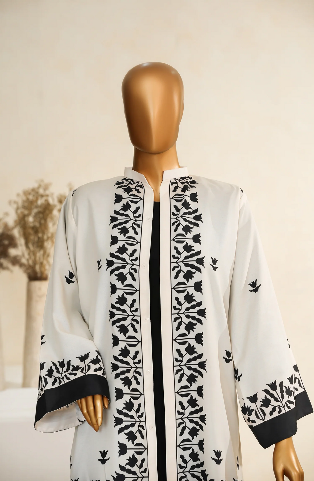 Zehaina by Amna Khadija | RTW Digital Printed Poly Swiss Coat Collection - 2025 (BLACK & WHITE)