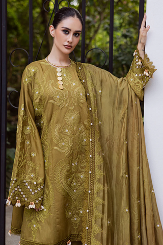 Lovella by Marjjan | Unstitched Embroidered Viscose Collection - 2025 MEV-43 A (OLIVE)