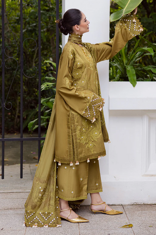 Lovella by Marjjan | Unstitched Embroidered Viscose Collection - 2025 MEV-43 A (OLIVE)