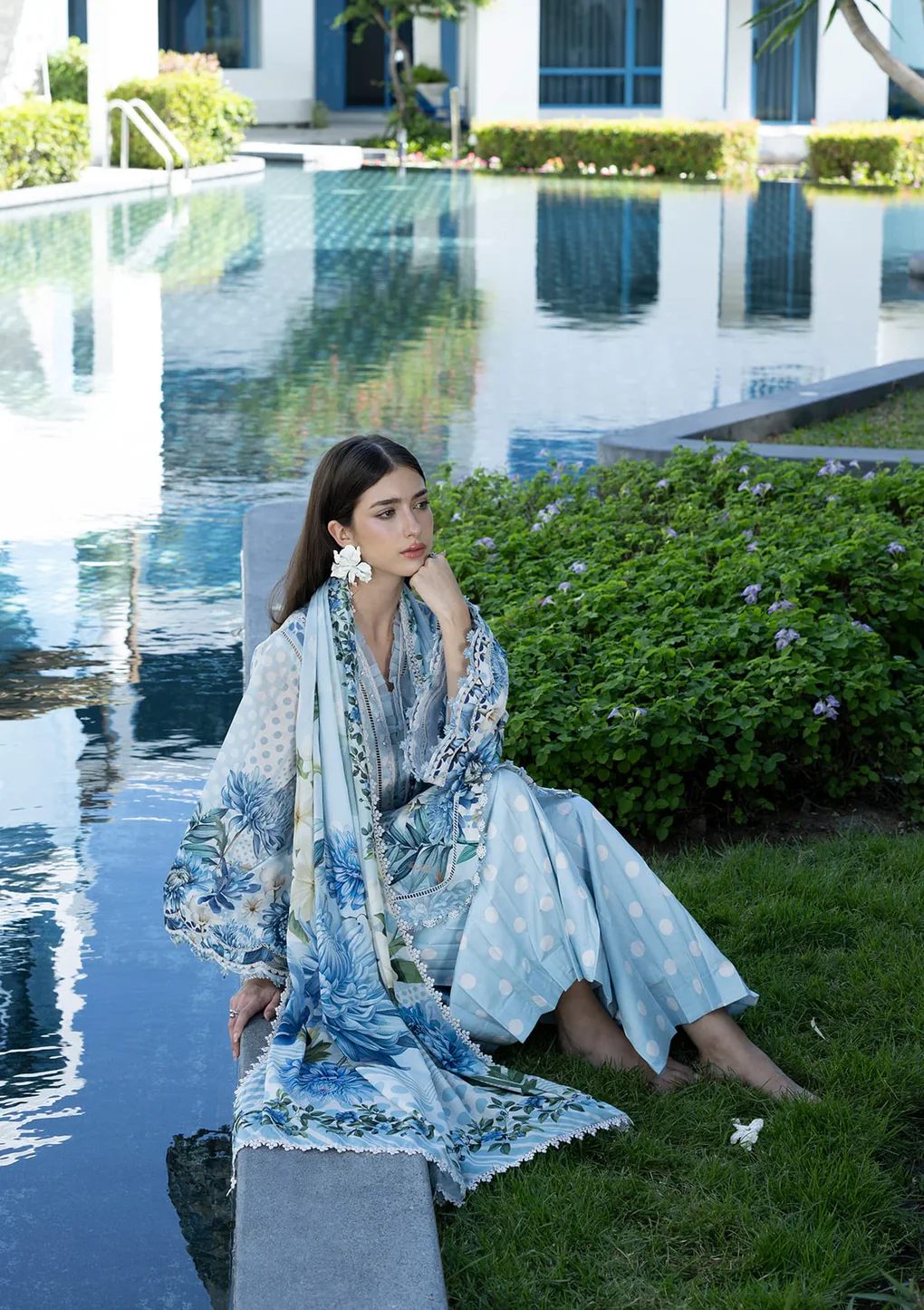 Santorini by Elaf | Unstitched Printed Lawn Collection - 2026 EPN-1A OCEAN PETALS