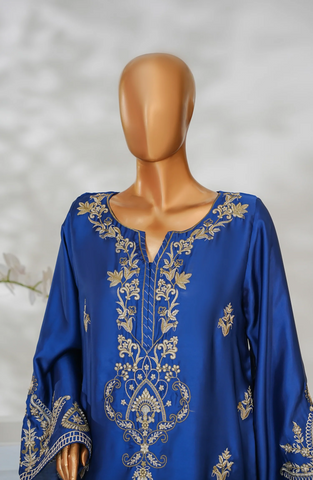 Mohar by Amna Khadija | Stitched Shamooz Silk 2PC Collection - 2026 (BLUE)