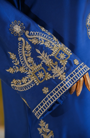 Mohar by Amna Khadija | Stitched Shamooz Silk 2PC Collection - 2026 (BLUE)
