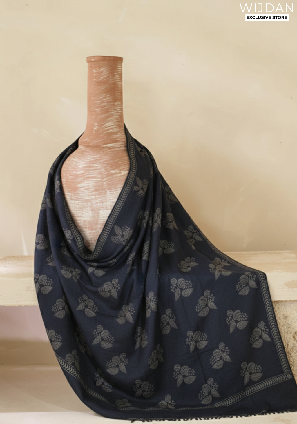 Wijdan Wool Printed Women's Shawl Collection - 2025 (BLACK)