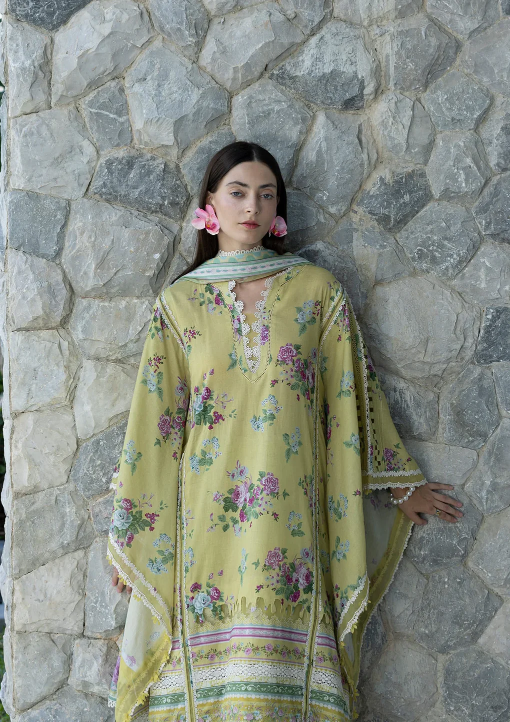 Santorini by Elaf | Unstitched Printed Lawn Collection - 2026 EPN-4A AVOCADO