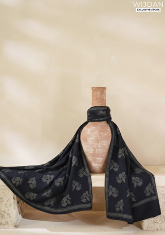 Wijdan Wool Printed Women's Shawl Collection - 2025 (BLACK)