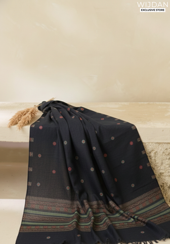 Wijdan Wool Printed Women's Shawl Collection - 2025 (BLACK)