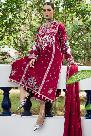 Lovella by Marjjan | Unstitched Embroidered Viscose Collection - 2025 MEV-46 A (REDDISH)