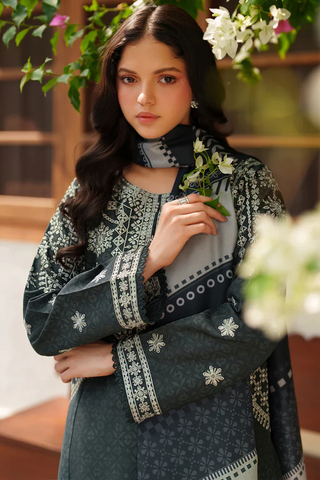 Meline by Farasha | Unstitched Premium Viscose Collection - 2025 (SLATE GRAY)