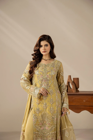 Areesha Unstitched Festive Formal Vol-23 Collection - 2026 (Opulent Gold Harmony)