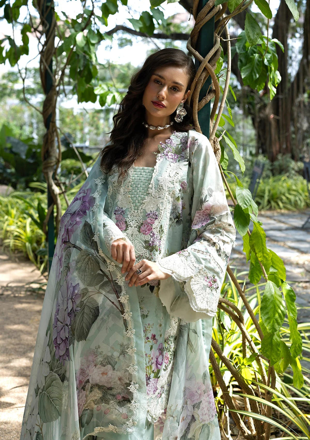 Elaf Signature Unstitched Printed Embroidered Lawn Collection - 2026 ESA-4B MINT MEADOW