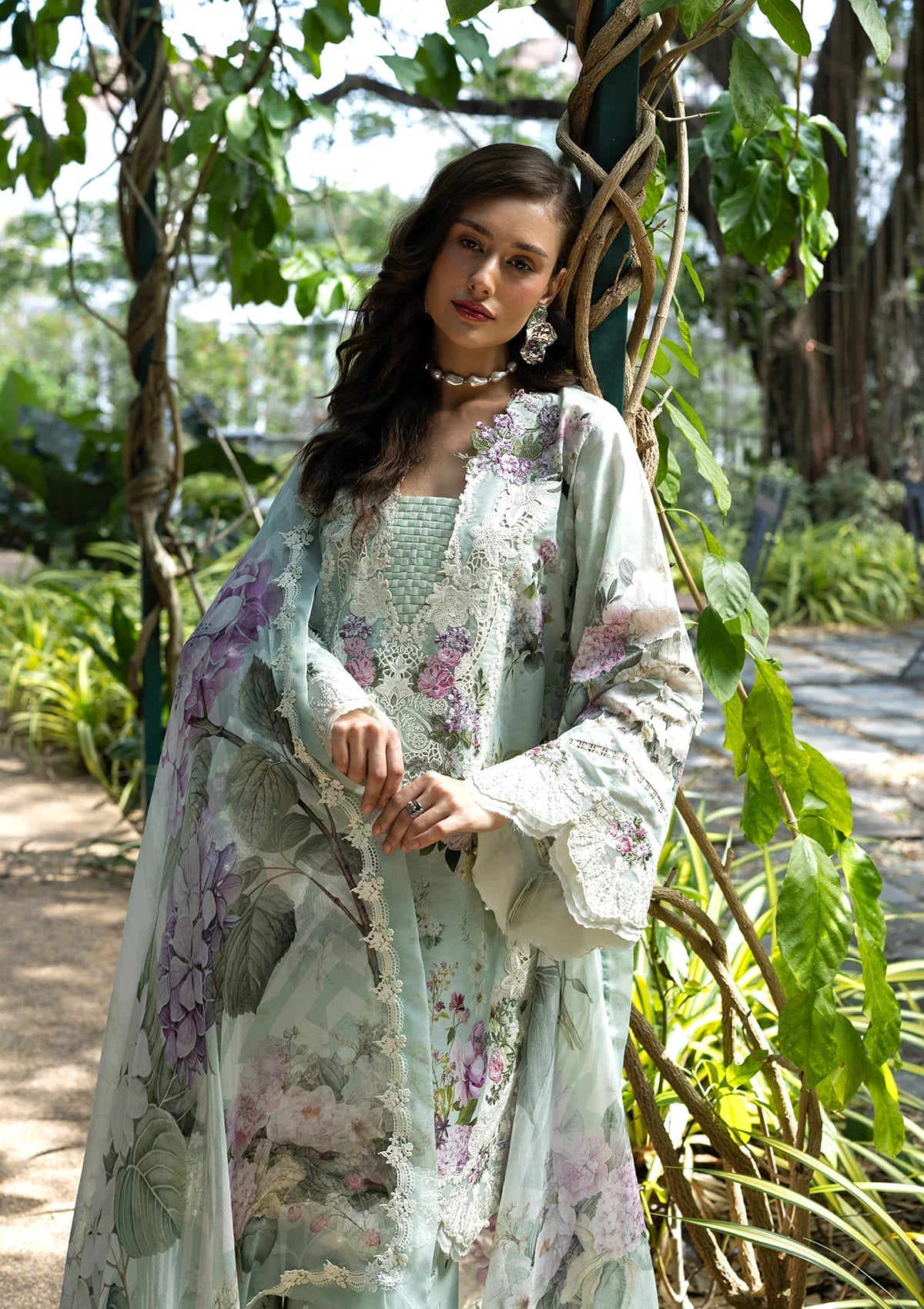 Elaf Signature Unstitched Printed Embroidered Lawn Collection - 2026 ESA-4B MINT MEADOW