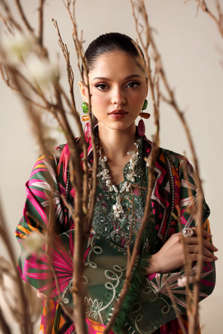 Zyrah by Naqsh | Unstitched Fall Winter Collection - 2025 DARK GREEN- 00185