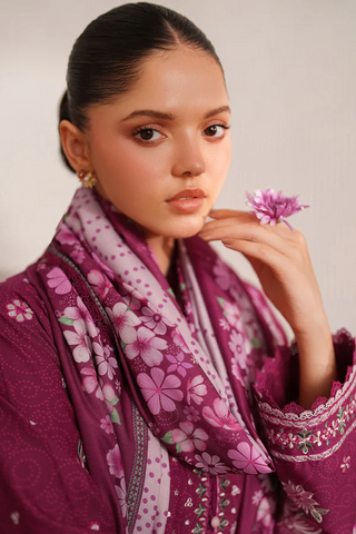 Meline by Farasha | Unstitched Premium Viscose Collection - 2025 (BERRY BLUSH)