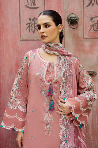 Lovella by Marjjan | Unstitched Embroidered Viscose Collection - 2025 MEV-47 A (PINK)