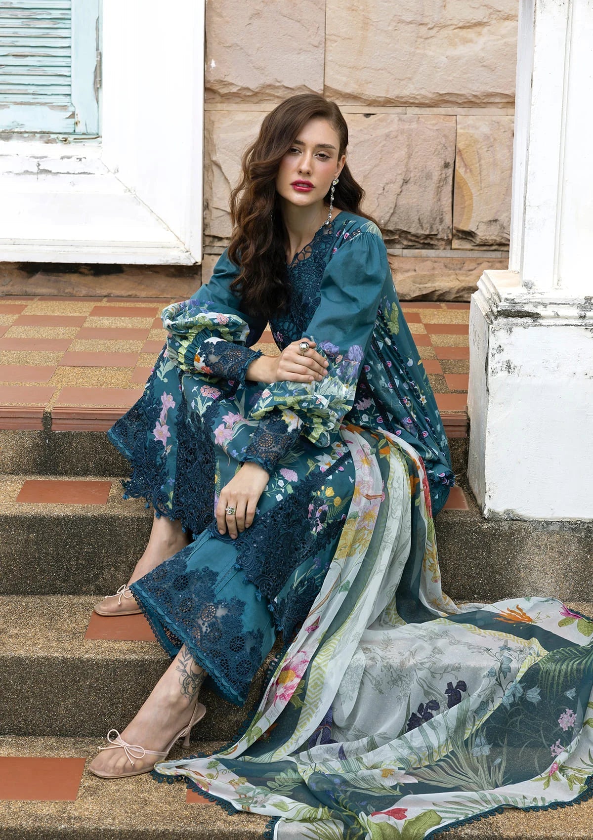 Elaf Signature Unstitched Printed Embroidered Lawn Collection - 2026 ESA-5A OCEANA VEIL