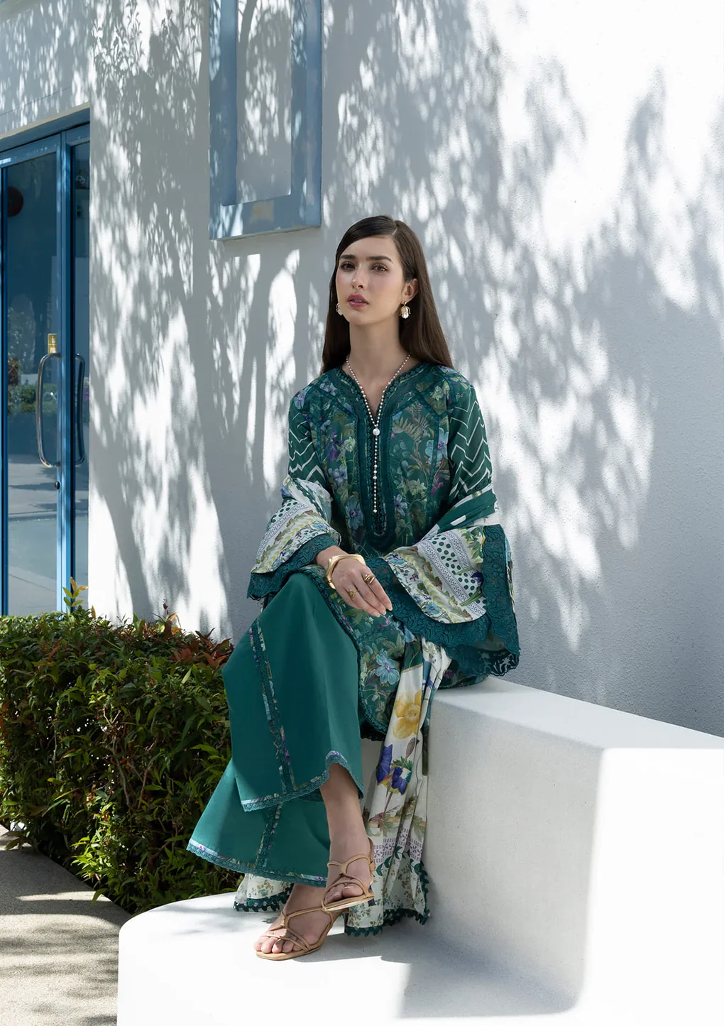 Santorini by Elaf | Unstitched Printed Lawn Collection - 2026 EPN-9A PEACOCK