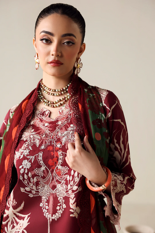 Zyrah by Naqsh | Unstitched Fall Winter Collection - 2025 DEEP RED - 00186