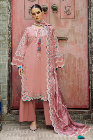 Lovella by Marjjan | Unstitched Embroidered Viscose Collection - 2025 MEV-47 A (PINK)