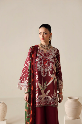 Zyrah by Naqsh | Unstitched Fall Winter Collection - 2025 DEEP RED - 00186