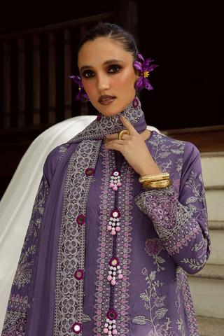 Lovella by Marjjan | Unstitched Embroidered Viscose Collection - 2025 MEV-48 B (LIGHT PURPLE)