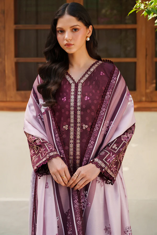 Meline by Farasha | Unstitched Premium Viscose Collection - 2025 (MAUVE CREAM)