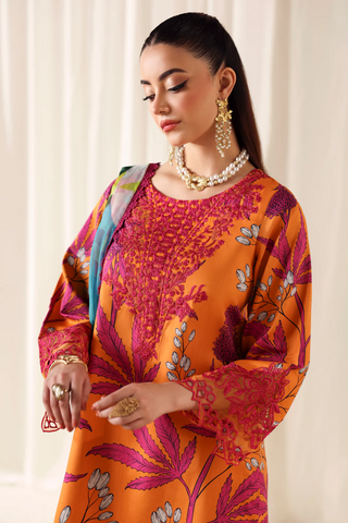 Zyrah by Naqsh | Unstitched Fall Winter Collection - 2025 LAVA ORANGE - 00189