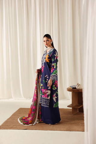 Zyrah by Naqsh | Unstitched Fall Winter Collection - 2025 DARK BLUE - 00190